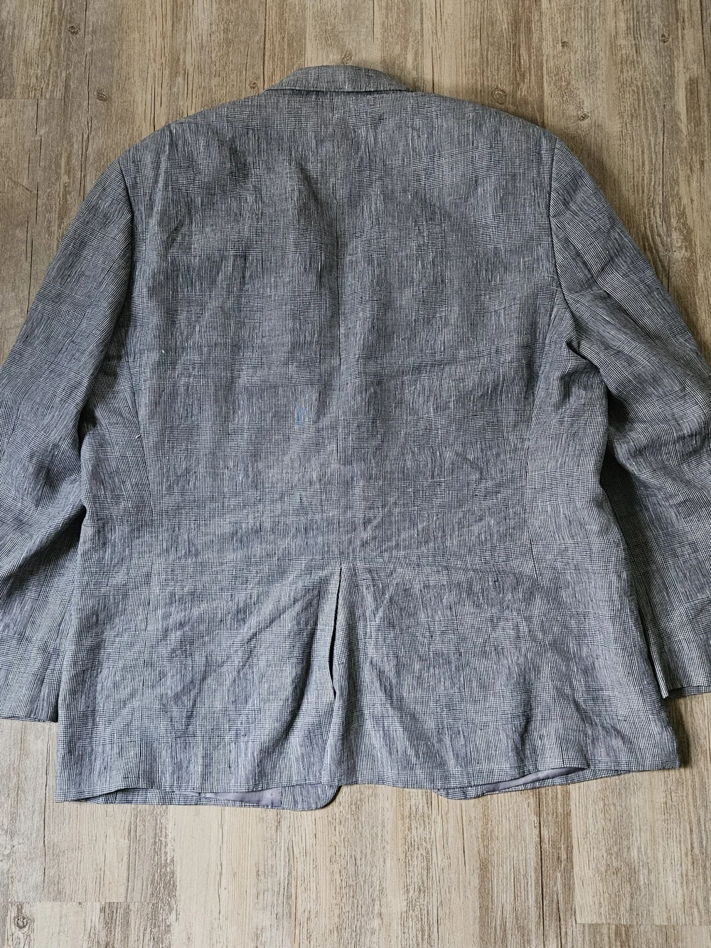 Lauren Ralph Lauren Men's Gray 100% Linen Windowpane Plaid Two Botton Blazer 48R